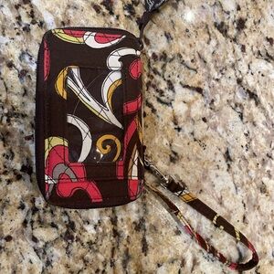 Vera Bradley Puccini Credit Card Wristlet Wallet Zip Closure Quilted Cotton